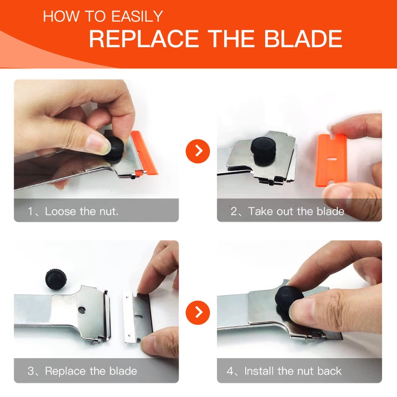 DEKEones Razor Blade Scraper  Long Handled Scraper Tool with 10 Extra Replacement Blades  Razor Scraper Remover for Cleaning Sticker  Paint  Caulk from Window  Car  Glass  Windshield  Stove - Image 5